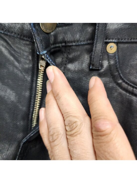 Rich & Skinny Jeans Womens 28 Black Stretch Coated Denim Skinny - Picture 2 of 14